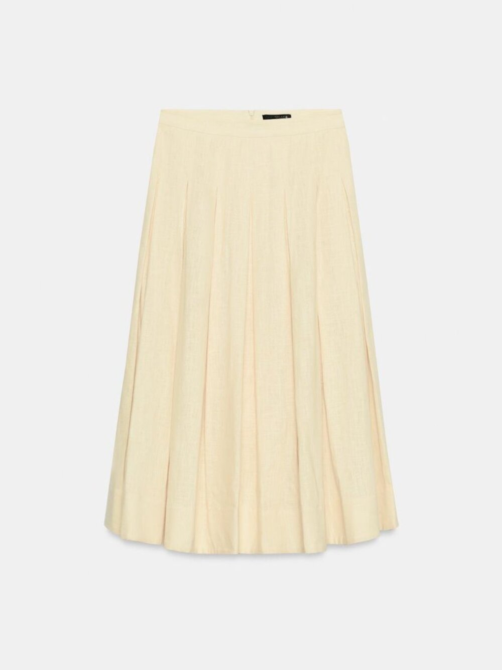 ZARA ZW Collection Pleated Midi Skirt Butter Yellow Linen Blend M NWT Summer